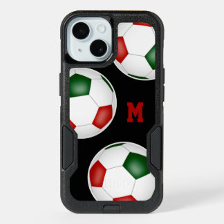 red green favorite soccer team colors monogrammed iPhone 15 case