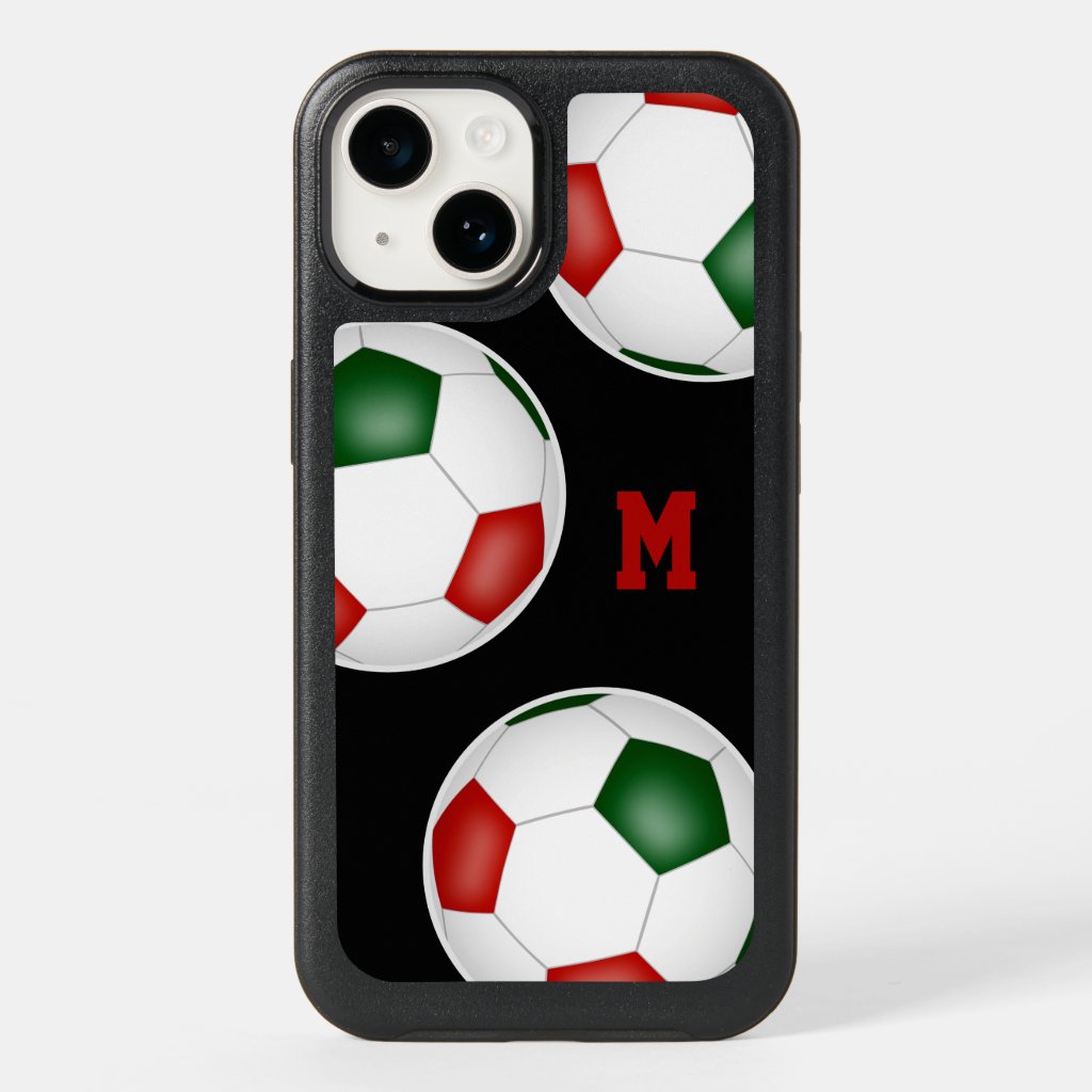 red green favorite soccer team colors monogrammed otterbox iPhone case