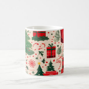 Red Green Festive Christmas Pattern Coffee Mug