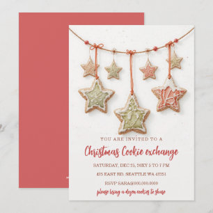 Red Green Festive Cookie Exchange Christmas Party Invitation