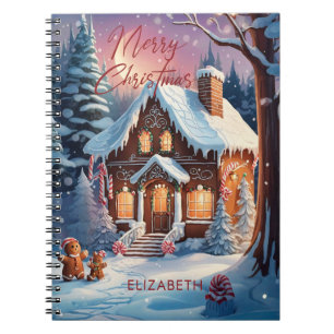 Red Green Festive Personalized Merry Christmas Notebook