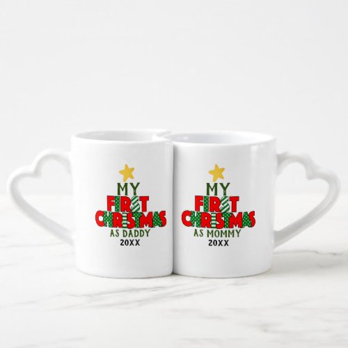 Red  Green First Christmas for New Parents Coffee Mug Set