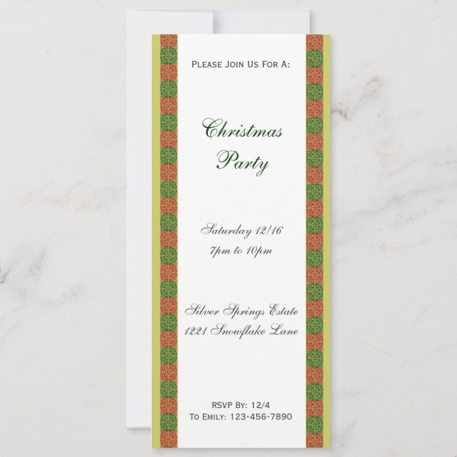 Red Green Fleur de Lis Custom Christmas Invitation (Back)