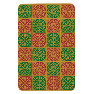 Red Green Fleur-de-Lis Holiday Pattern Magnet