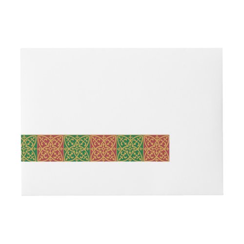 Red Green Fleur des Lis Holiday Tile Pattern Wrap Around Address Label