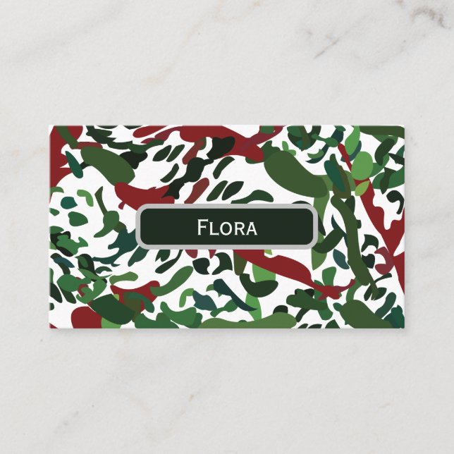 Red Green Flora Botanical Business Card (Front)