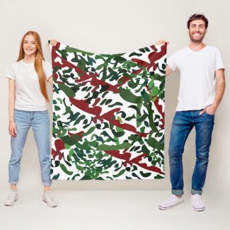 Red Green Flora Botanical Fleece Blanket