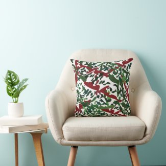 Red Green Flora Botanical Throw Pillow