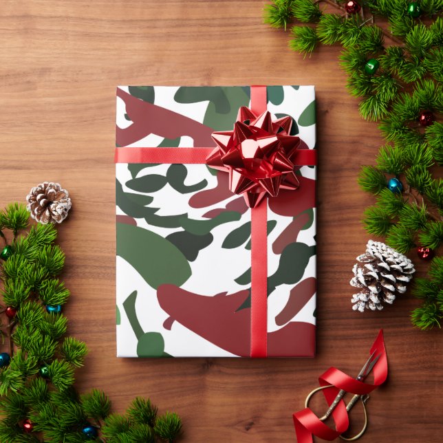 Red Green Flora Botanical Wrapping Paper (Holiday Gift)