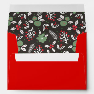 Red Green Floral Christmas Envelope