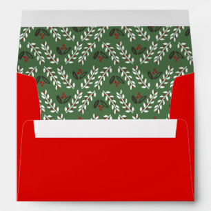 Red Green Floral Christmas Envelope