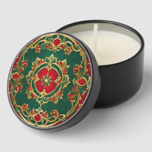 Red Green Floral Decorative Christmas Holiday Mini Candle Favors