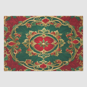 Red Green Floral Decorative Holiday Tissue Paper