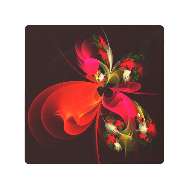 Red Green Floral Modern Abstract Art Pattern #02 (Front)