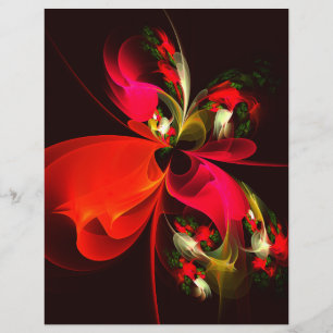 Red Green Floral Modern Abstract Art Pattern #02