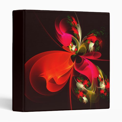 Red Green Floral Modern Abstract Art Pattern 02 3 Ring Binder