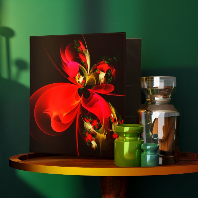 Red Green Floral Modern Abstract Art Pattern #02 3 Ring Binder (Red Green Floral Modern Abstract Art Pattern #02 3 Ring Binder)