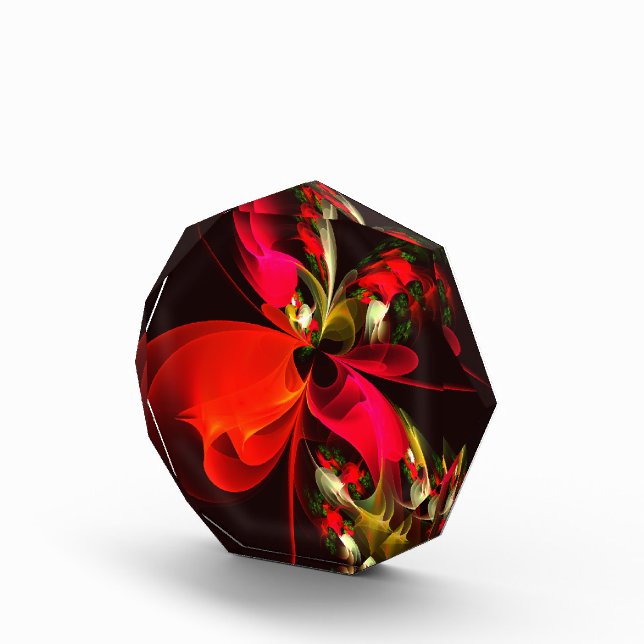 Red Green Floral Modern Abstract Art Pattern #02 Acrylic Award (Right)