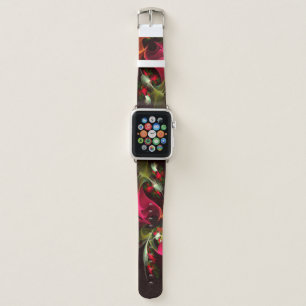 Red Green Floral Modern Abstract Art Pattern #02 Apple Watch Band