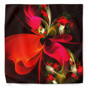Red Green Floral Modern Abstract Art Pattern #02 Bandana