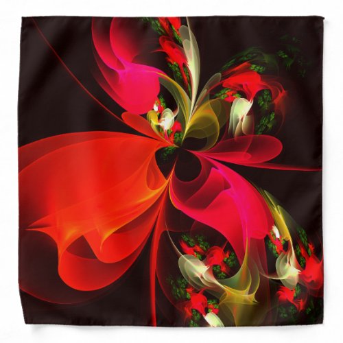 Red Green Floral Modern Abstract Art Pattern 02 Bandana