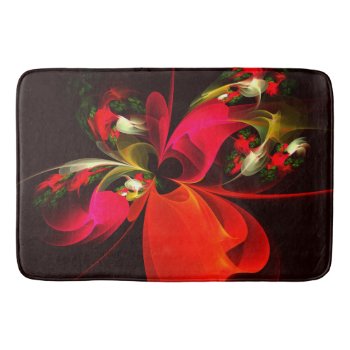Red Green Floral Modern Abstract Art Pattern #02 Bath Mat by OniArts at Zazzle