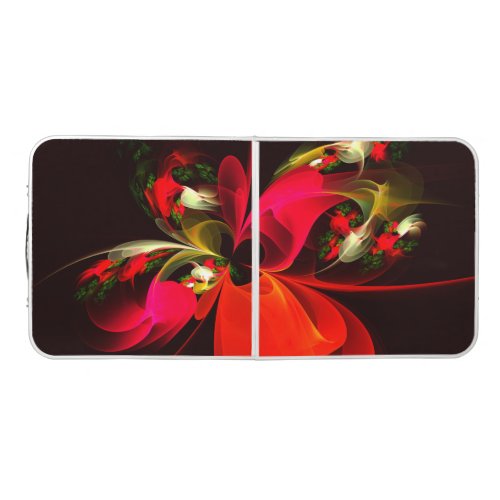 Red Green Floral Modern Abstract Art Pattern 02 Beer Pong Table