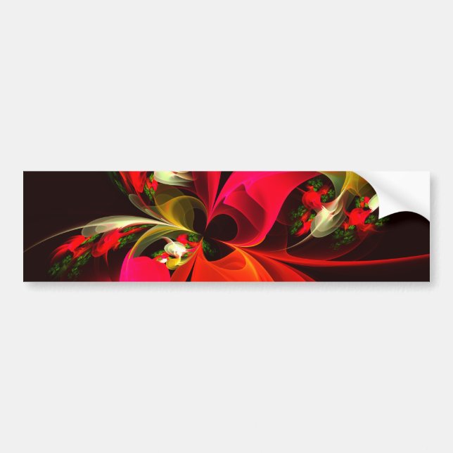Red Green Floral Modern Abstract Art Pattern #02 Bumper Sticker (Front)