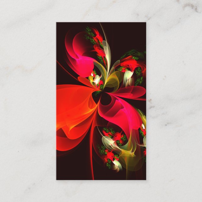 Red Green Floral Modern Abstract Art Pattern #02 Business Card (Front)