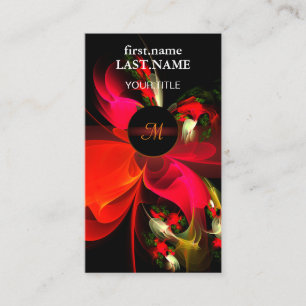 Red Green Floral Modern Abstract Art Pattern #02 Business Card
