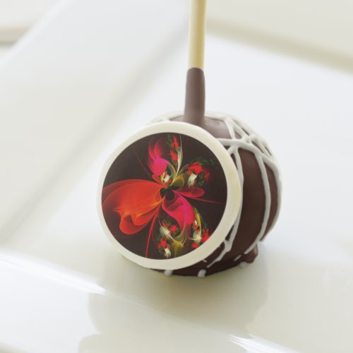 Red Green Floral Modern Abstract Art Pattern 02 Cake Pops