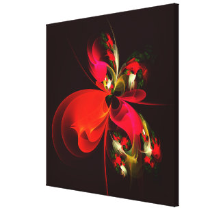 Red Green Floral Modern Abstract Art Pattern #02 Canvas Print