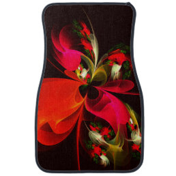 Red Green Floral Modern Abstract Art Pattern #02 Car Floor Mat