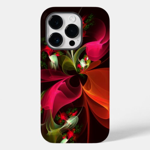 Red Green Floral Modern Abstract Art Pattern 02 Case_Mate iPhone 14 Pro Case