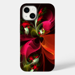 Red Green Floral Modern Abstract Art Pattern #02 Case-Mate iPhone 14 Case