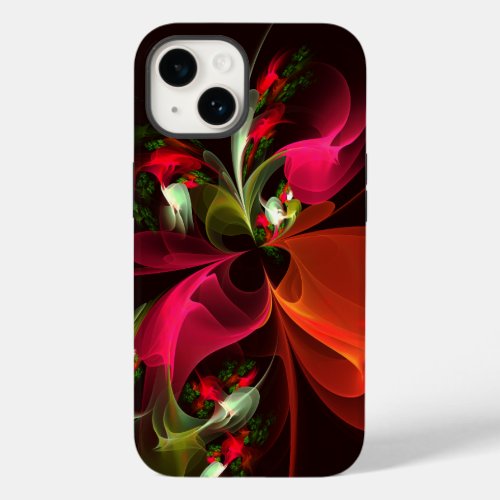 Red Green Floral Modern Abstract Art Pattern 02 Case_Mate iPhone 14 Case