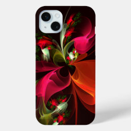 Red Green Floral Modern Abstract Art Pattern #02 iPhone 15 Plus Case