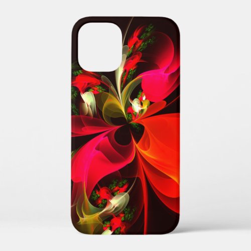 Red Green Floral Modern Abstract Art Pattern 02 iPhone 12 Mini Case