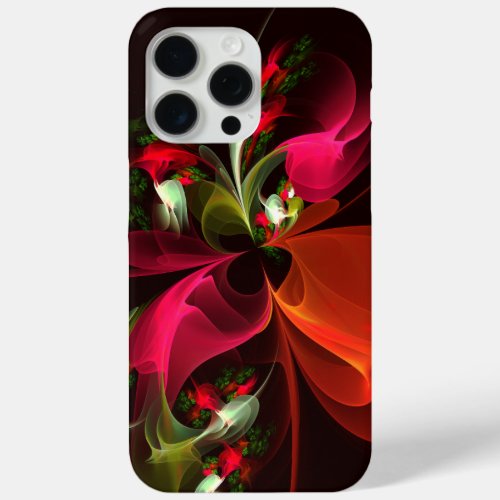 Red Green Floral Modern Abstract Art Pattern 02 iPhone 15 Pro Max Case
