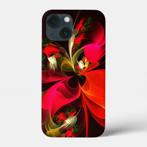Red Green Floral Modern Abstract Art Pattern 02 iPhone 13 Mini Case