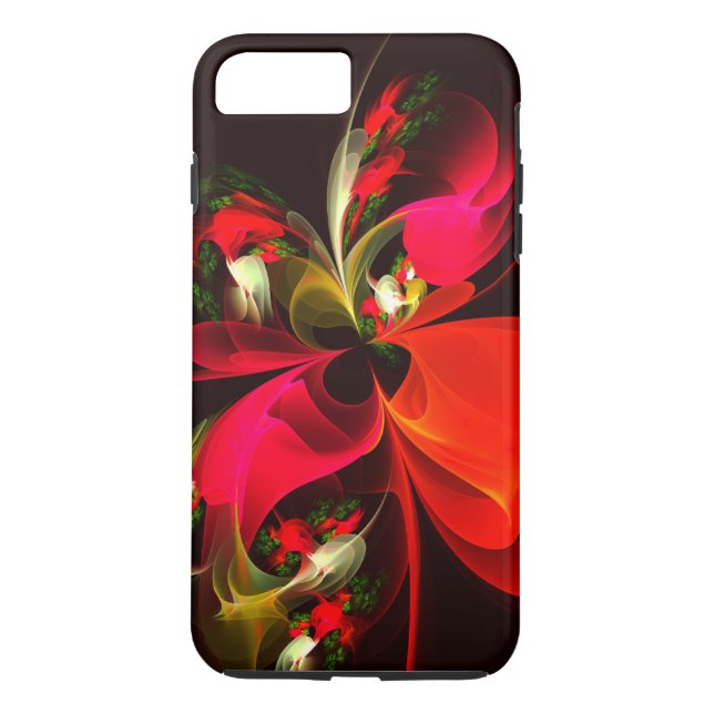 Red Green Floral Modern Abstract Art Pattern #02 Case-Mate iPhone Case (Back)
