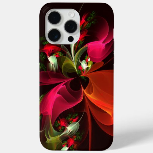 Red Green Floral Modern Abstract Art Pattern 02 iPhone 15 Pro Max Case