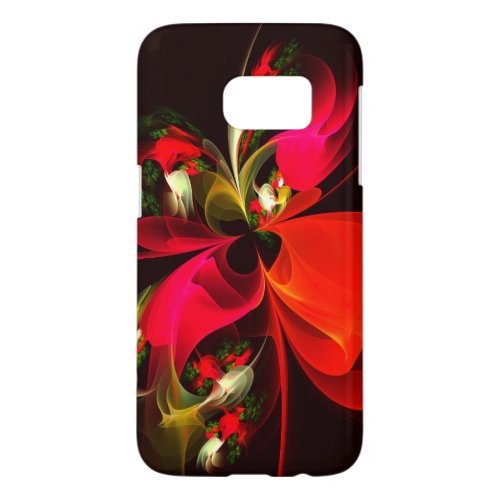 Red Green Floral Modern Abstract Art Pattern 02 Samsung Galaxy S7 Case