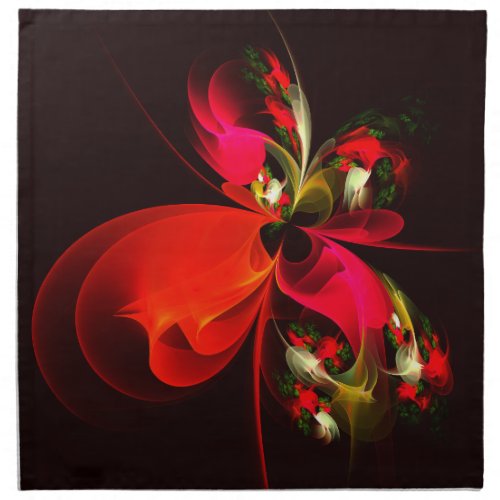 Red Green Floral Modern Abstract Art Pattern 02 Cloth Napkin