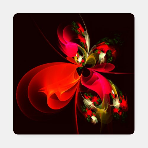 Red Green Floral Modern Abstract Art Pattern 02 Coaster Set