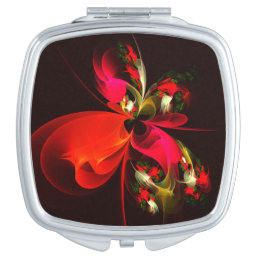 Red Green Floral Modern Abstract Art Pattern #02 Compact Mirror
