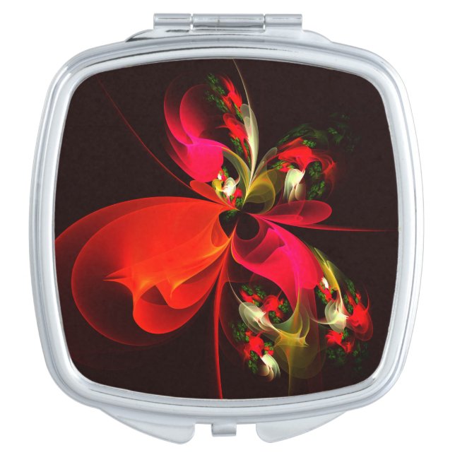 Red Green Floral Modern Abstract Art Pattern #02 Compact Mirror (Front)