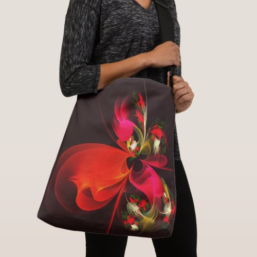 Red Green Floral Modern Abstract Art Pattern 02 Crossbody Bag