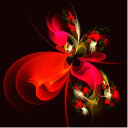 Red Green Floral Modern Abstract Art Pattern #02 Cutout