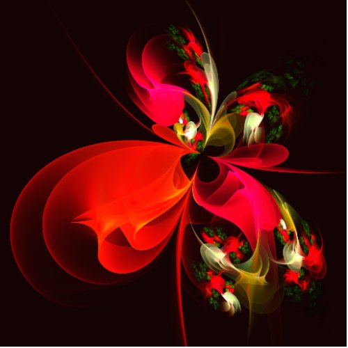 Red Green Floral Modern Abstract Art Pattern 02 Cutout